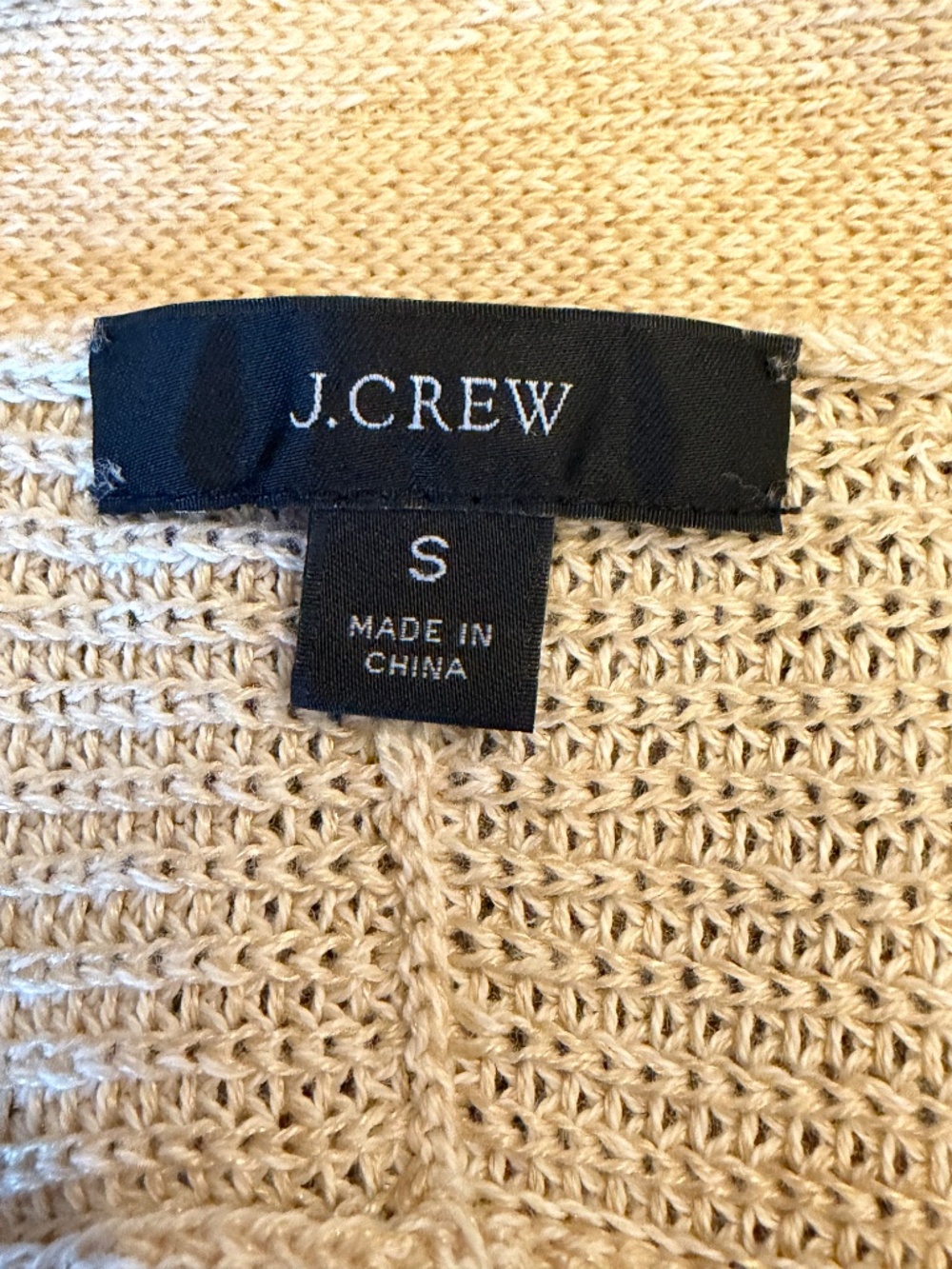 J. Crew Linen Blend Tan Knit Button Down Cardigan, Size Small - Picture 9 of 12